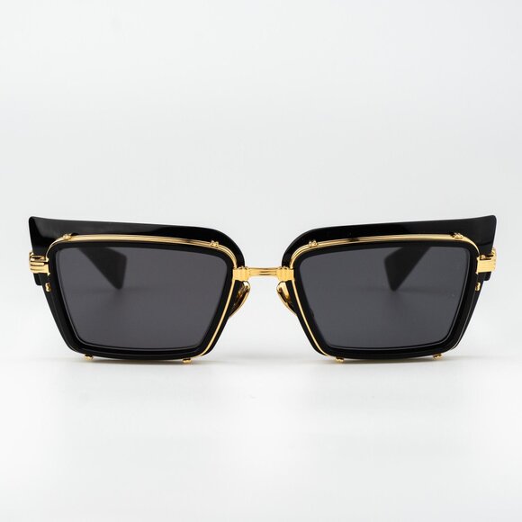 Balmain Men Sunglasses Titanium Black Gold Grey Rectangle ADMIRABLE BPS-130A-52 - Picture 4 of 14